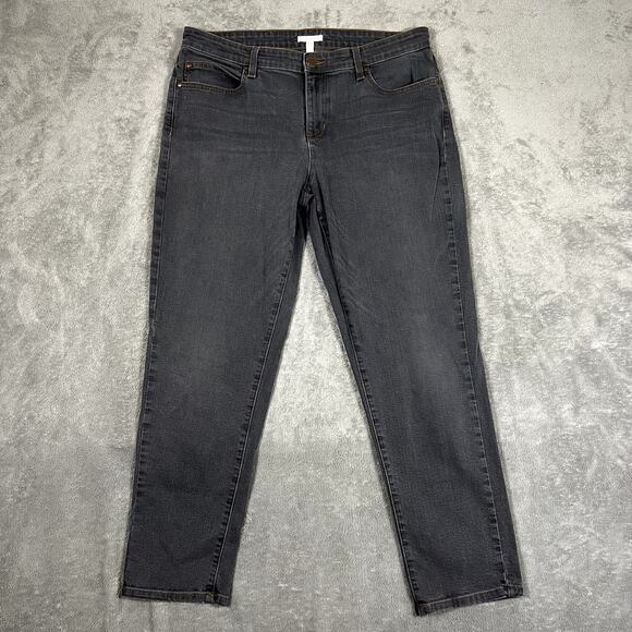 Eileen Fisher Organic Cotton Straight Leg Gray Jeans Women's 12 Stretch Denim - Picture 1 of 9